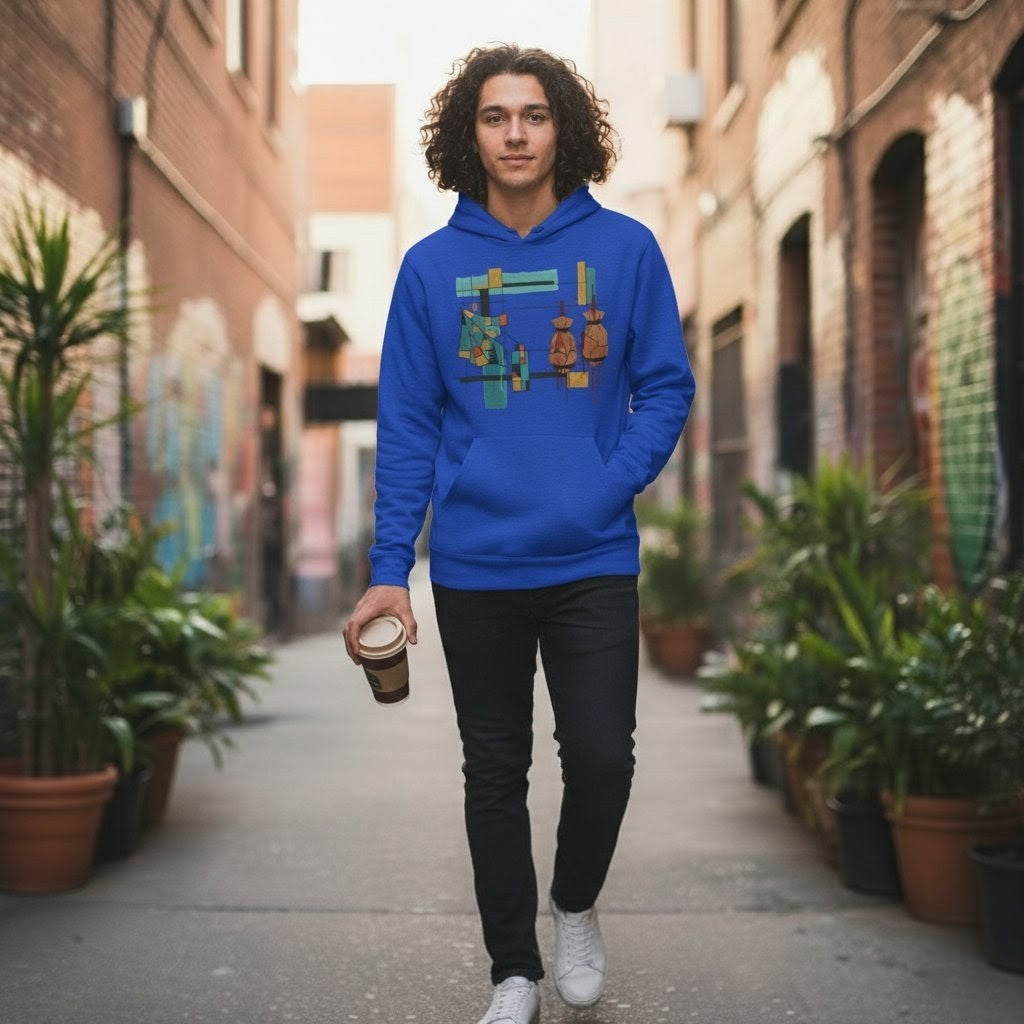 Selah Supply Co. The Parable of the Lamp Stand Hoodie in Team Royal, front view.