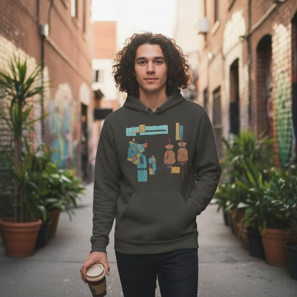 Selah Supply Co. The Parable of the Lamp Stand Hoodie in Vintage Black, front view.