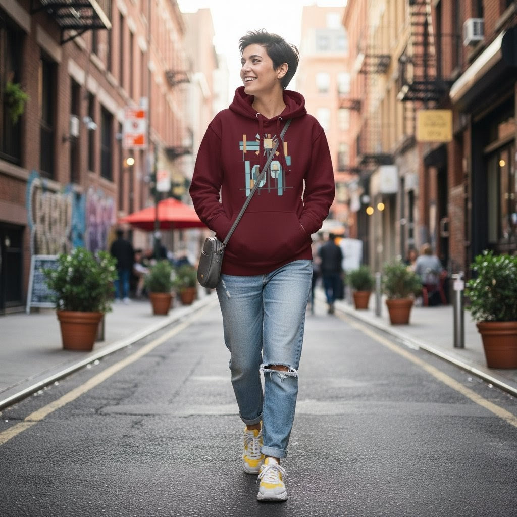 Selah Supply Co. The Parable of the Lamp Stand Hoodie in Maroon, front view.