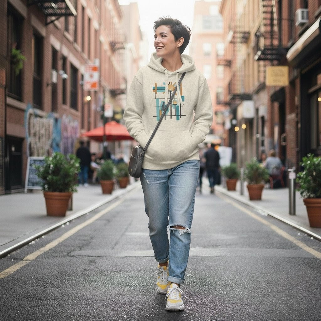 Selah Supply Co. The Parable of the Lamp Stand Hoodie in Oatmeal Heather, front view.