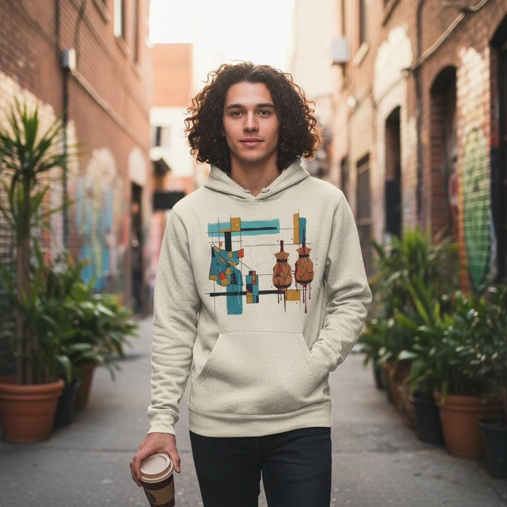 Selah Supply Co. The Parable of the Lamp Stand Hoodie in Oatmeal Heather, front view.