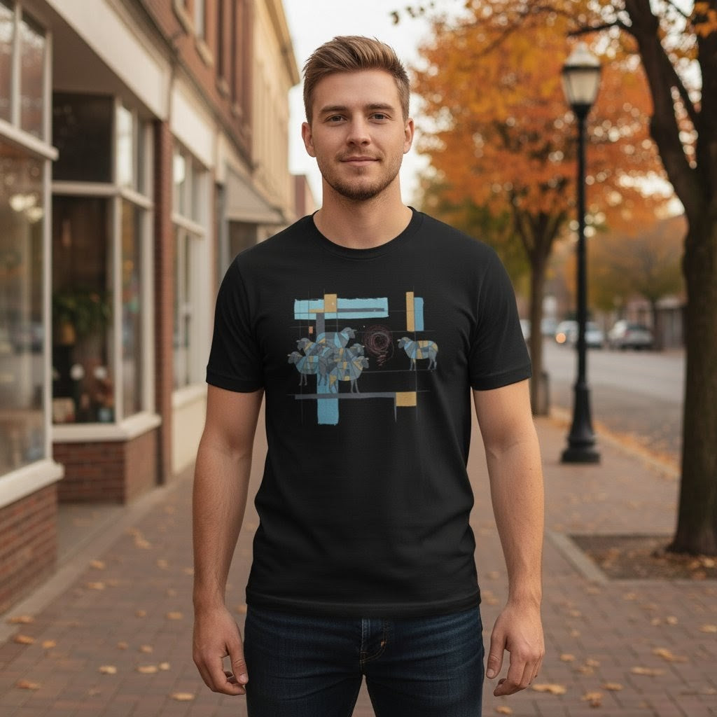 Selah Supply Co. Parable of the Lost Sheep Tee in Vintage Black, front view.